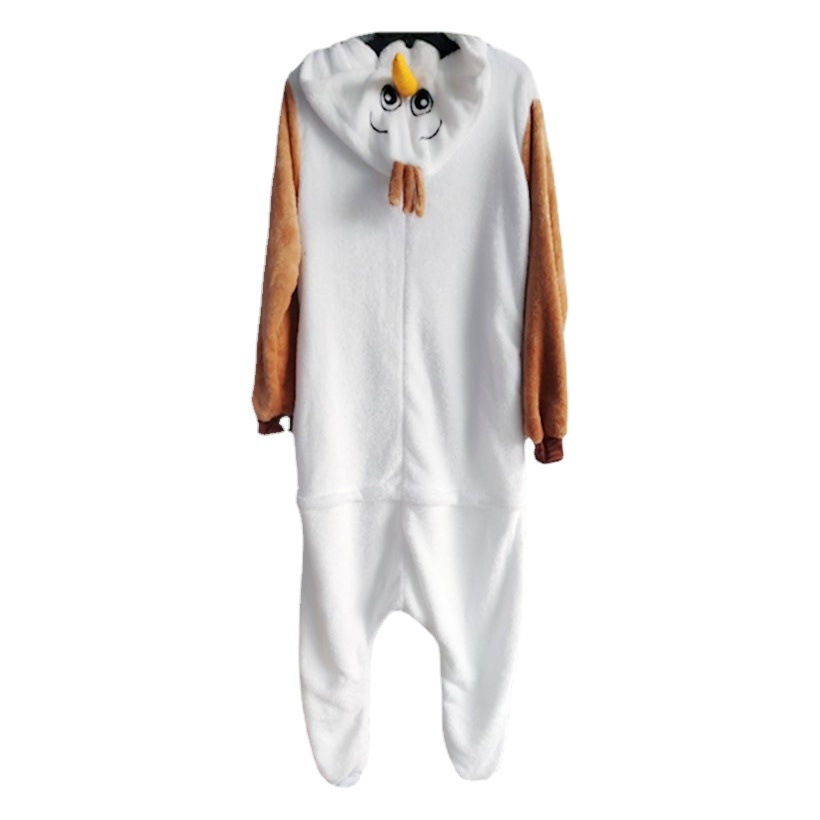 Transfronterizo lote mixto nieve tesoro de dibujos animados de una sola pieza pijamas Otoño e Invierno franela muñeco de nieve mismo estilo pareja pijamas divertidos ropa para el hogar