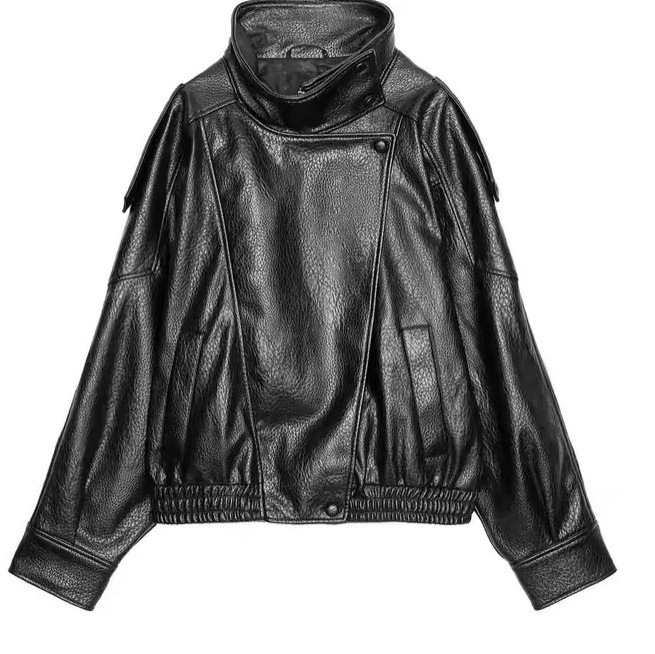 European and American Style Cross-Border Leather Jackets in Stock, Hot-Selling New Models, Winter Women's Retro Street Style Pebbled Leather Jackets
