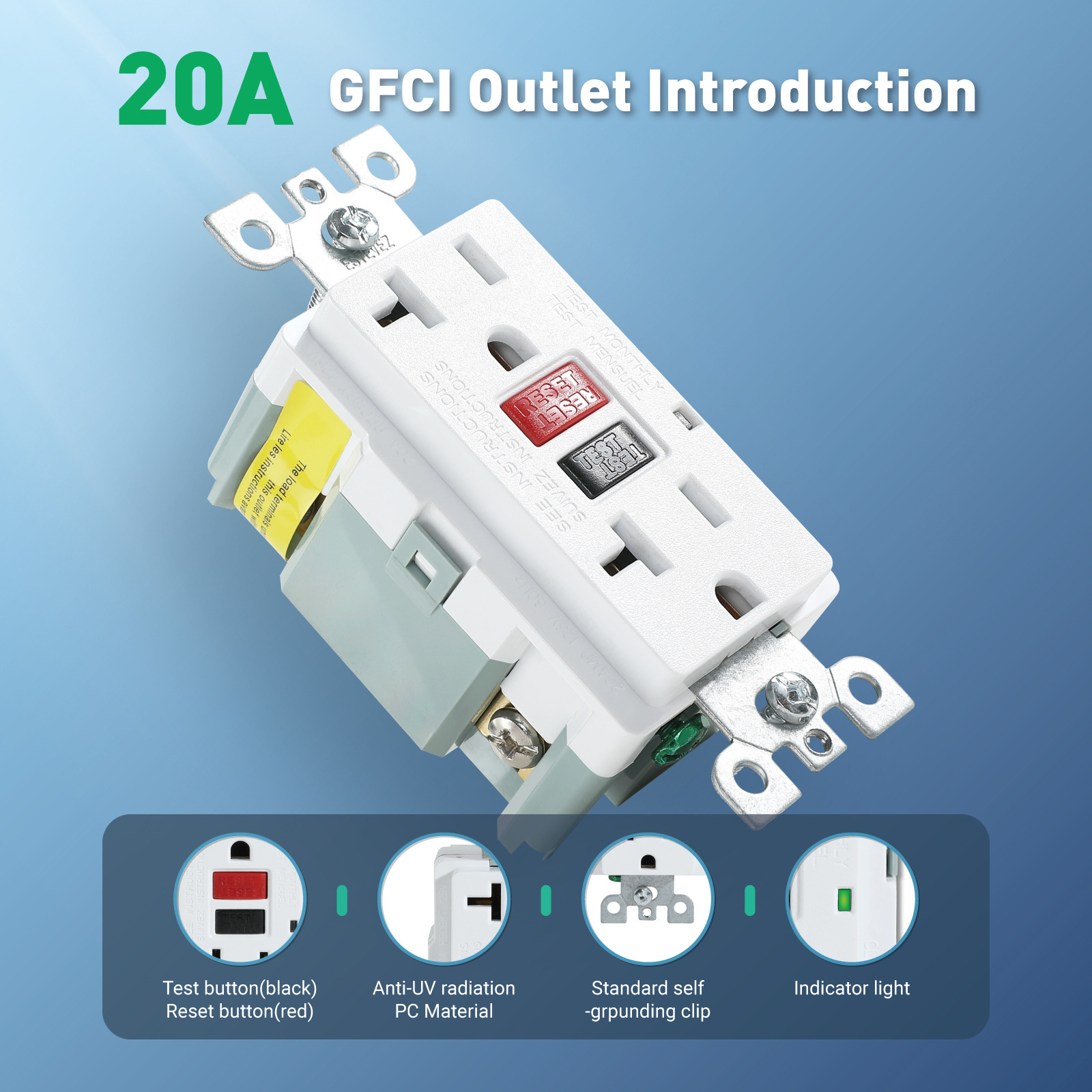 美规GFCI插座南美标准电源插座UL/ETL认证安全家居家用插座厂家