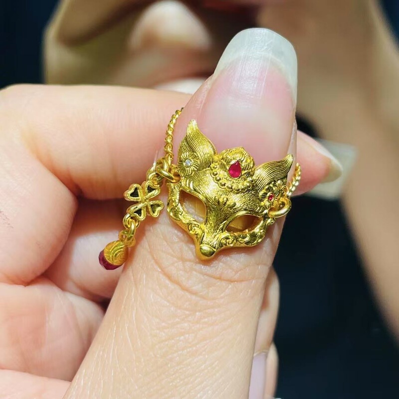 新中式复古金色狐狸面具手链小众设计感气质个性精致百搭独特手链|undefined