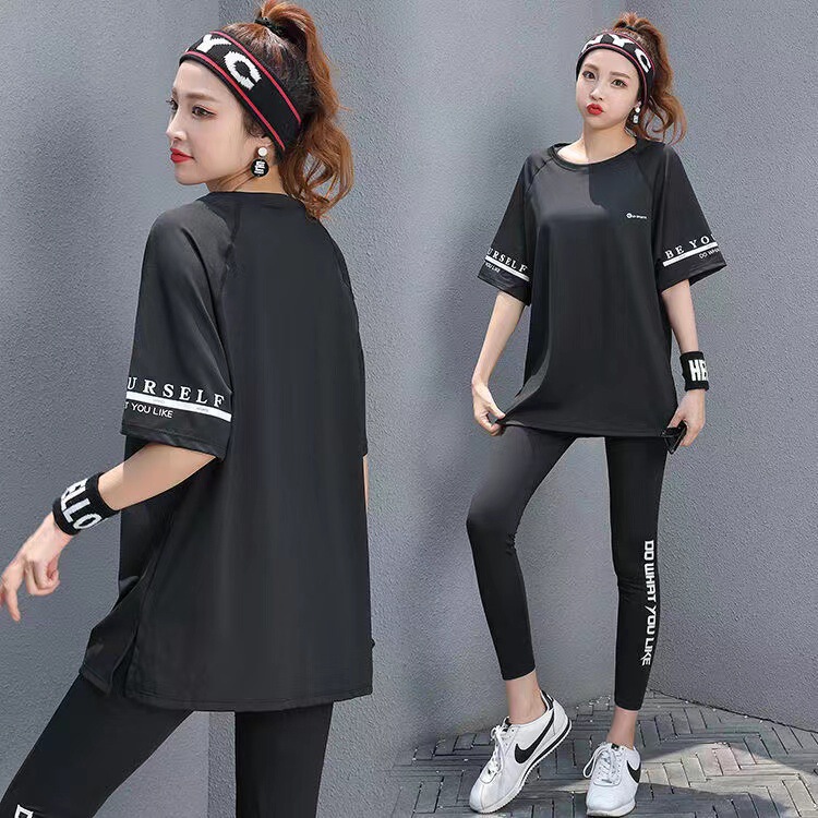 Yoga Short-sleeved Fitness Suit Sports T-shirt Women's Loose Running Blouse Summer Thin plus size chubby girl Quick-drying Top Yoga Short-sleeved Fitness Suit Sports T-shirt Women's Loose Running Blouse Summer Thin plus size chubby girl Quick-drying Top