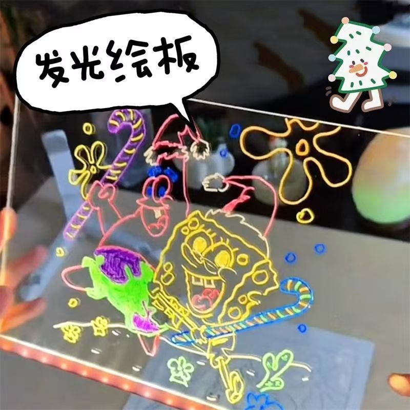 お絵かきボード子供用消去可能なアクリル透明ライティングボード看板屋台発光看板蛍光お絵かきボード|undefined