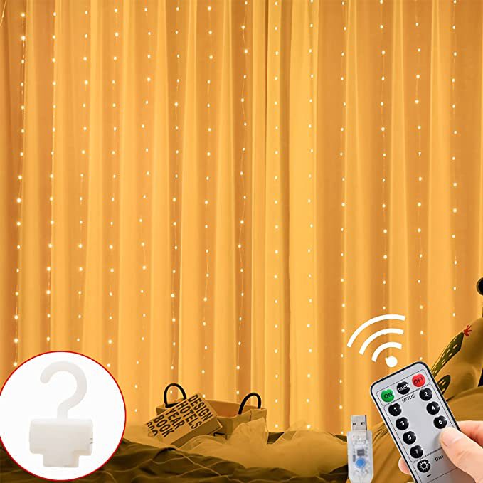 Cross-Border Led Copper Wire Light Curtain String Lights USB Remote Control 3*3 with Hook Christmas Wedding Bedroom Decoration Colorful Light String