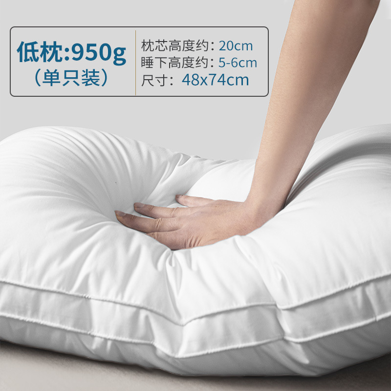 Almohada súper suave de algodón, un par de núcleos de almohada, protección de la columna cervical, ayuda a dormir, dormitorio de estudiantes masculinos, sueño bajo