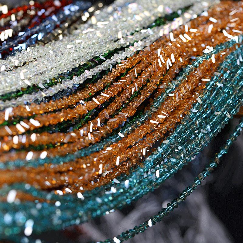 ✅ Triangular Crystal 3.5mm Electroplated Colorfulful Glass French Embroider Decorative Materials DIY Jewelry Accessories