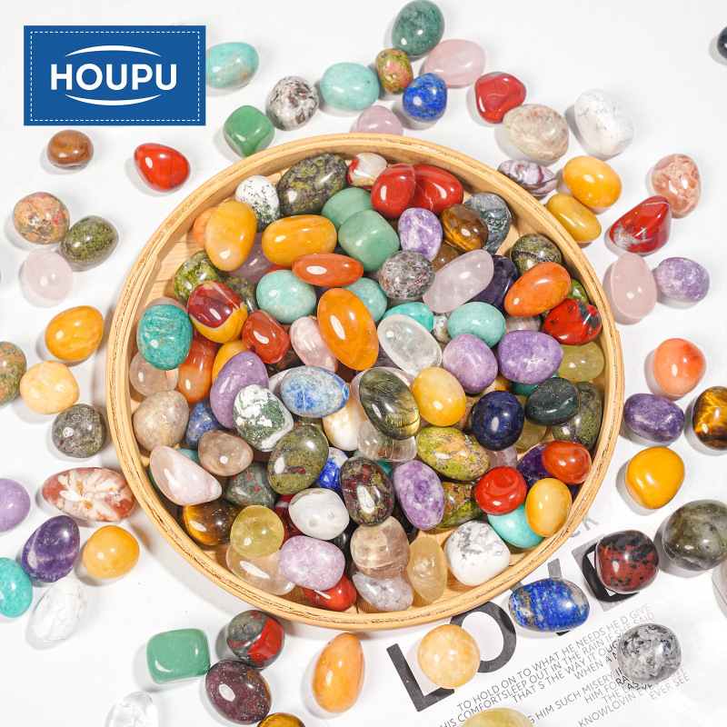 Cross-Border Hot-Selling 15-20mm Crystal Tumbled Stones Agate Mineral Semi-Precious Stones Colorful Amethyst Raw Stone Gravel Tiger Eye Stone