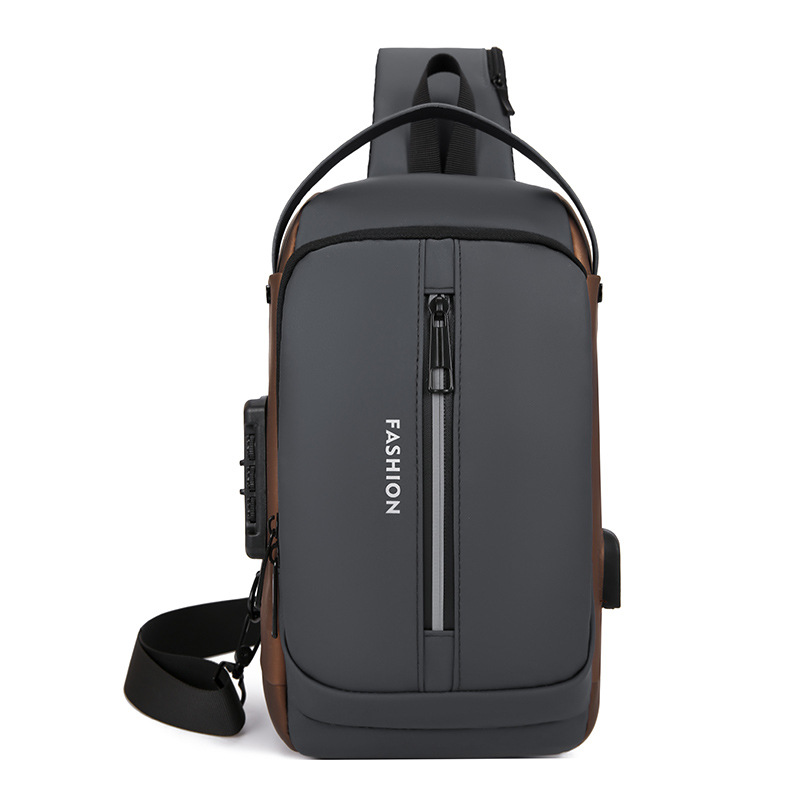 Bolso de pecho para hombre USB al por mayor transfronterizo de nuevo estilo, deporte multiusos simple, ocio, bolso de mensajero ligero a prueba de salpicaduras, marea
