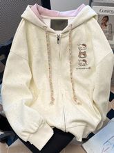 甜美减龄彩点可爱凯蒂猫连帽卫衣男女韩系宽松超好看开衫外套