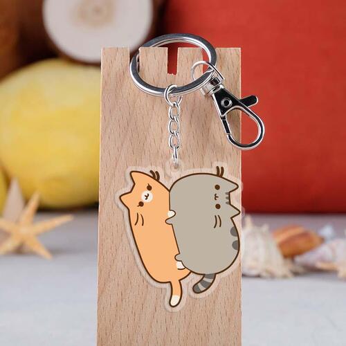 Japanese Cute Cat Backyard Pangji Cat Acrylic Transparent Double-Sided Keychain Pendant