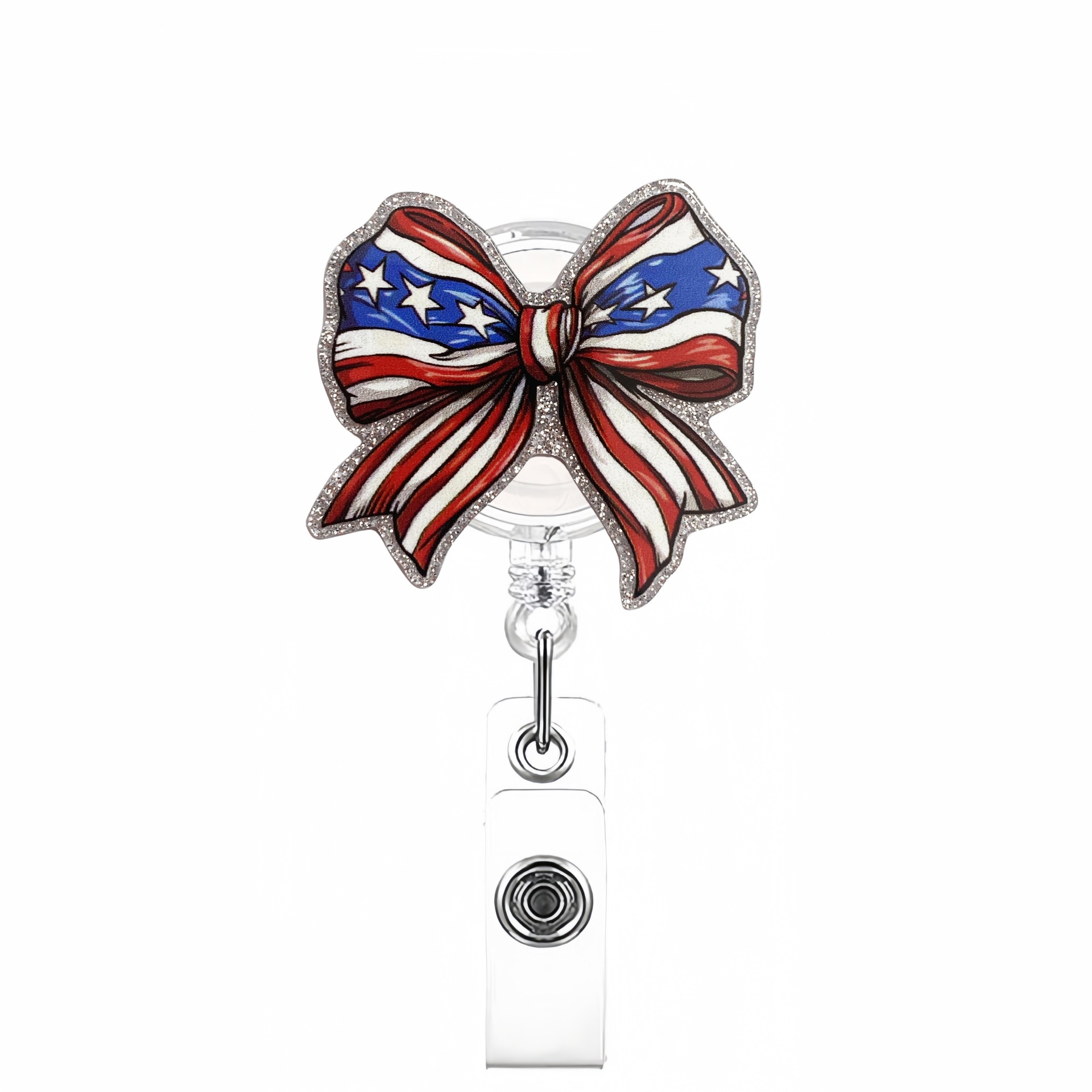 Etiqueta de etiqueta de venta caliente transfronteriza en lugar de acrílico divertido brillo clip de insignia telescópico hebilla de identificación hebilla fácil de tirar
