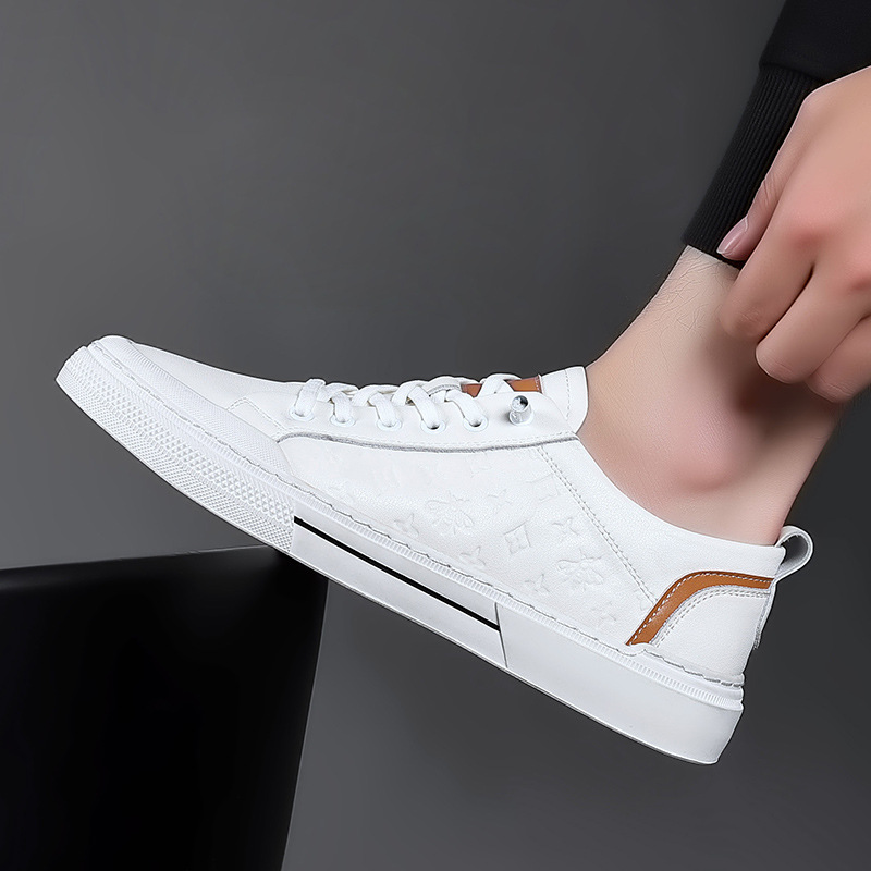 Zapatos de hombre populares zapatos blancos de cuero de Bajo Top transpirable zapatillas casuales 2023 primavera nuevos deportes romper zapatos individuales de los hombres