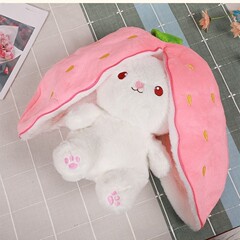 イチゴうさぎのぬいぐるみが小さなウサギのぬいぐるみに変身、ニンジンうさぎのぬいぐるみ、誕生日プレゼント、睡眠用卸売人形