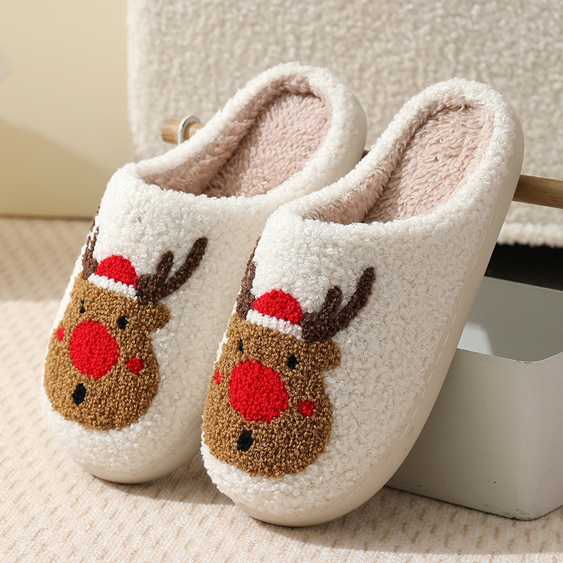 thumbnail image 1 of Zapatillas populares de algodón para mujer, pantuflas de algodón cálidas de felpa para invierno, Navidad y Halloween, para interior y hogar, 1 of 5