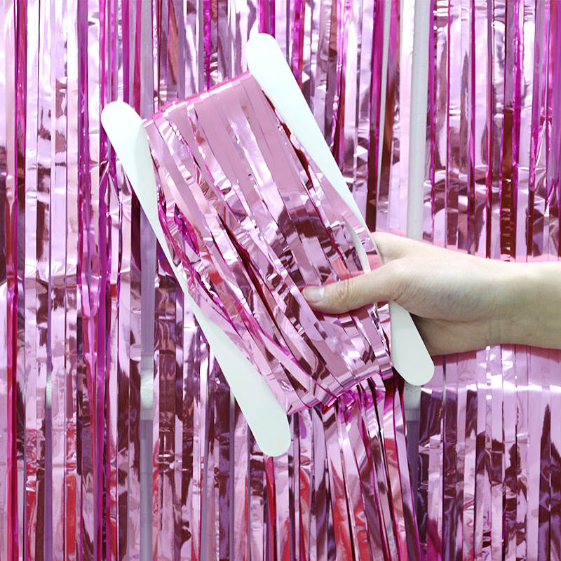 Decoración del banquete de boda lluvia cortina de seda globo de cumpleaños foto de fondo pared vestir lluvia cinta de seda tira de lana al por mayor