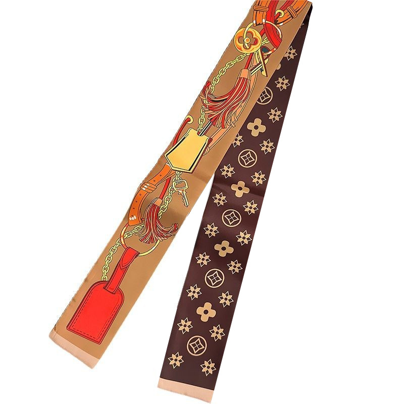 Bufanda de seda para mujer, banda larga, sensación de alta calidad, bufanda de seda francesa multifuncional, bufanda pequeña, bolsa atada, cinta para el cabello, cinturón para el cabello