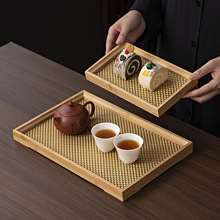 商用水杯茶盘寿司餐盘日式竹制防滑托盘长方形木质酒店餐厅端菜盘