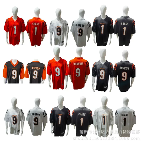 Nfl Jersey Legend Second Generation Tiger Team Football Jersey Bengals # 9Joeburrowjerse # 1Chas