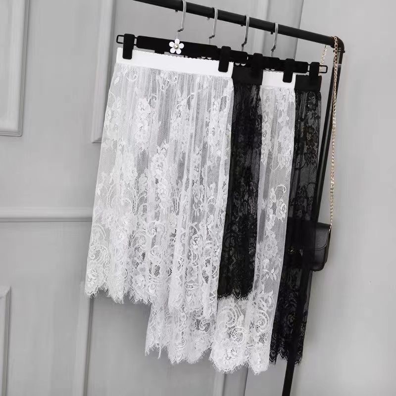 2024 New Style Lace Skirt Inner Base Skirt Short Mid-length Mesh plus size Skirt Cheongsam Inner Slimming