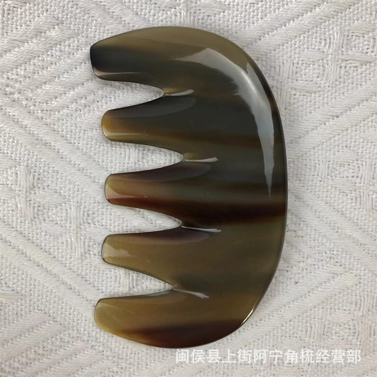 Natural Horn Five Tooth Comb Thickened Head Massage Comb for Scalp Care and Meridian Grooming quality and texture