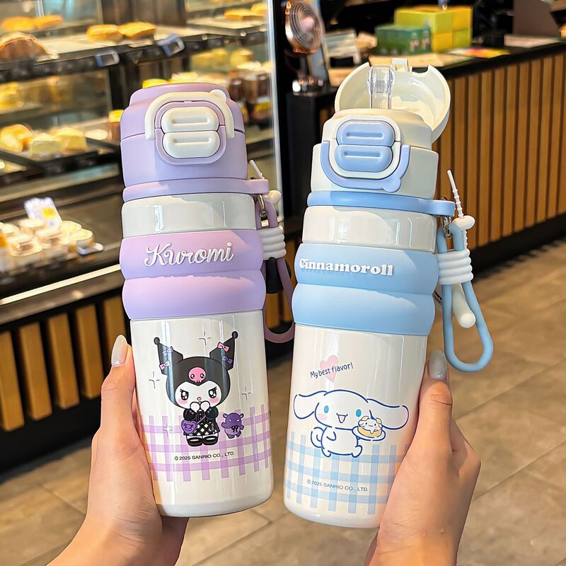 サンリオファミリーシリーズ 学生用 かわいいタンブラー ワンカップ ダブルドリンク 持ち運びに便利なロックデザイン ドリンクカップ|undefined