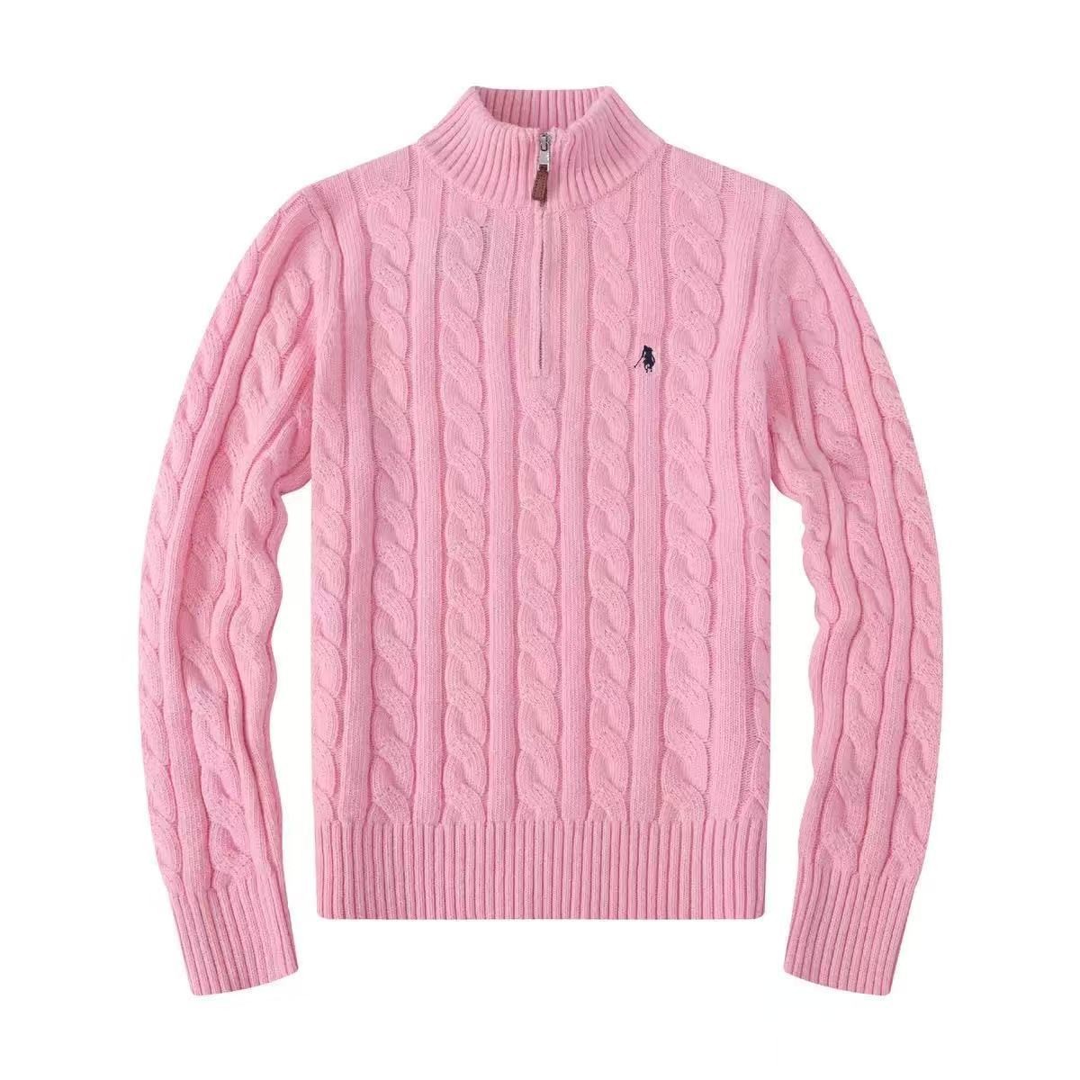 Fuchsia sweater with zipper, with a zipper