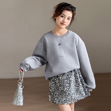 女童春季休闲卫衣2026新款儿童时尚长袖亮片裙中大童时髦两件套潮