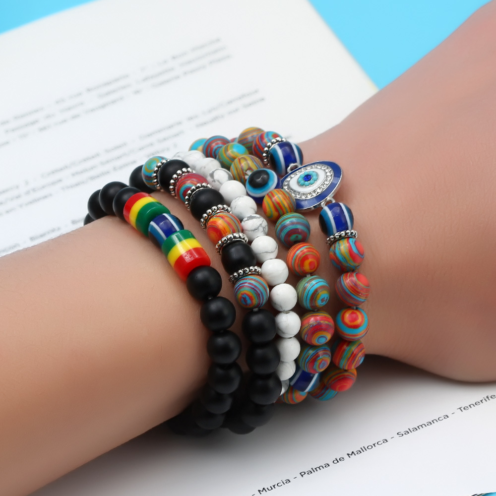 Fashion Palm Eye Agate Beaded Bracelets 1 Piece