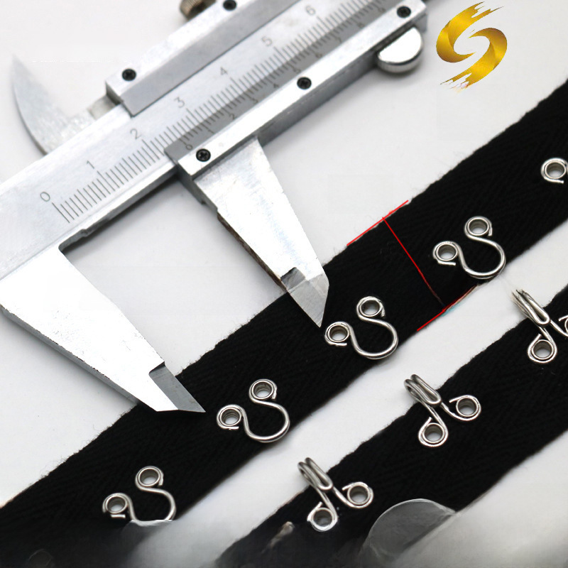 순수한면 헤링본 벨트 플라이 버클 칼라 후크 더블 아일렛 버클 리딩 후크 웨빙 모자 네일 합금 후크 벨트