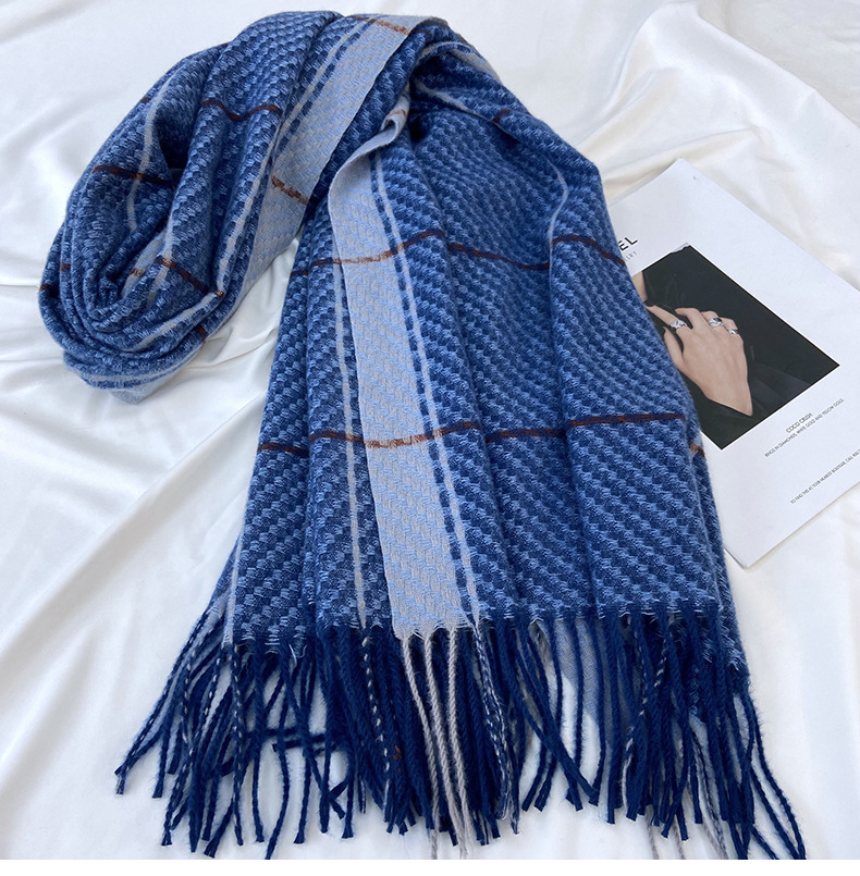 Women's Vintage Style Plaid Imitation Cashmere Tassel Scarf display picture 2