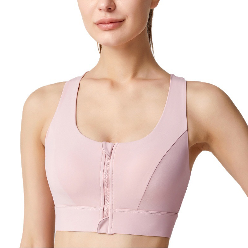 Sujetador deportivo Weiman con ajuste de cremallera frontal, chaleco deportivo de alta intensidad con absorción de impactos, sujetador con copas fijas integradas para mujer
