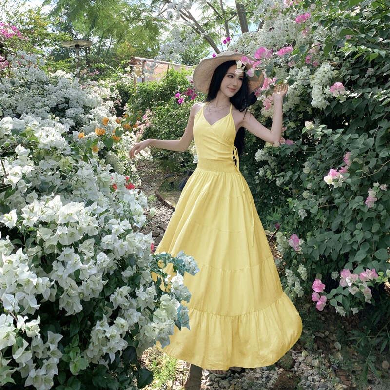 2026 Resort Style Halter Neck Tie Dress for Women, Summer Slimming A-Line Dress, Backless Sexy Long Dress 2026 Resort Style Halter Neck Tie Dress for Women, Summer Slimming A-Line Dress, Backless Sexy Long Dress