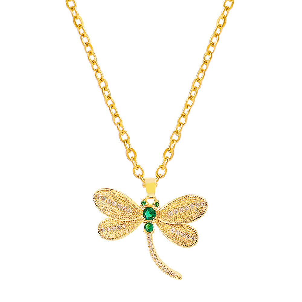 retro heart green diamond necklace animal geometric clavicle chain