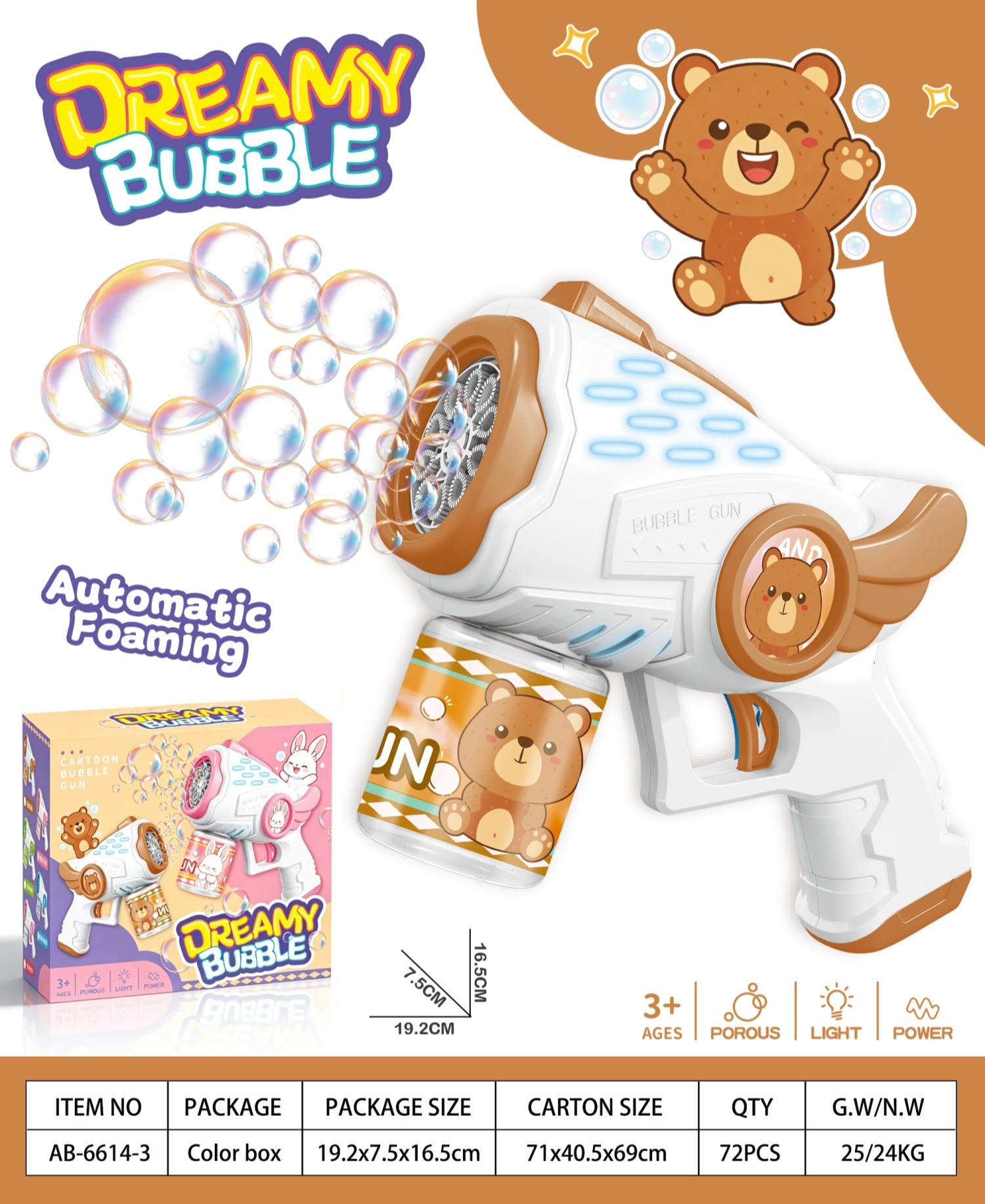 Transfronterizos de niños con lámpara eléctrica de burbujas, red Gatlin burbujas, burbujas eléctricas de soplado al aire libre