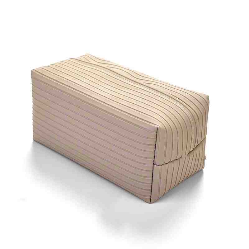 Caja de pañuelos a rayas simple, caja de dibujo con patrón de cuero, mesa de comedor para sala de estar, caja de almacenamiento, lujo ligero de alta gama para automóvil
