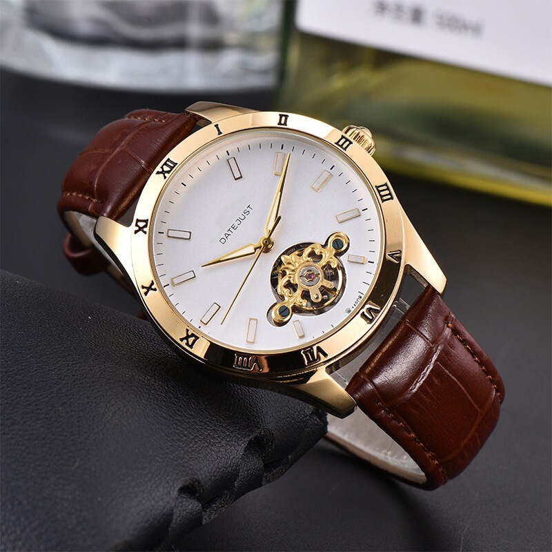 High-Quality Foreign Trade Automatic Mechanical Watches with Transparent Case, Luminous Tourbillon, and Leather Strap, Best-Selling Cross-Border Products from Manufacturers