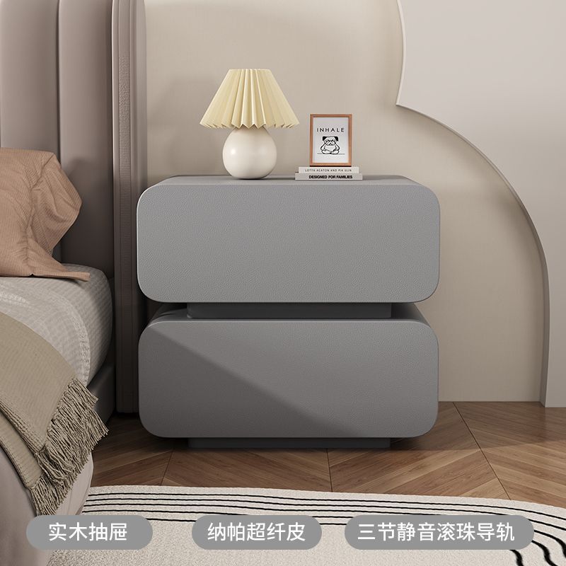 床头柜现代简约奶油风实木床头收纳柜家用床柜子卧室小型床边柜|undefined