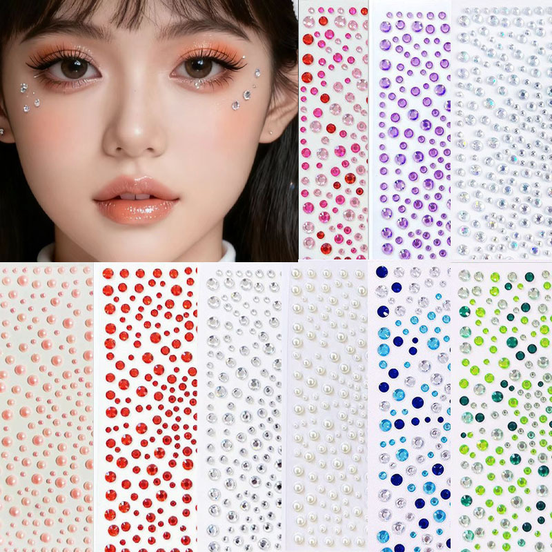 Face Stickers with Diamonds, Eye Makeup Accessories, Bright Diamonds, Sparkling Diamonds, Crushed Diamonds, Stage Performance Face Stickers, Concert Diamond Stickers