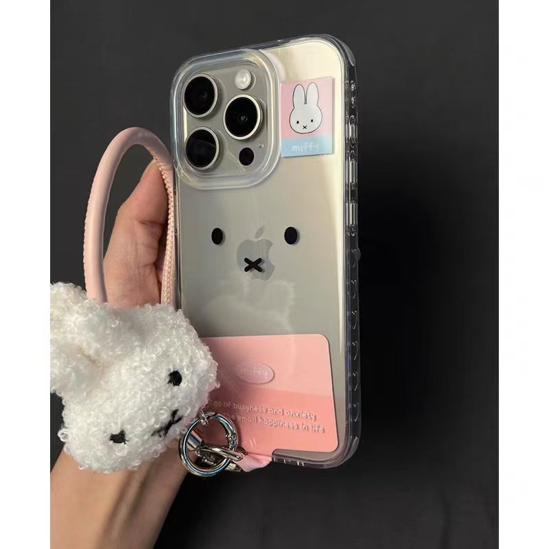 Coreano ins lindo conejo para iphone15 transparente 16ProMax Apple 14 cordón 13 femenino 15P fresco