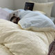 Small fresh double-layer yarn water-washed cotton bed four-piece seersucker quilt cover student dormitory bed sheet three-piece set