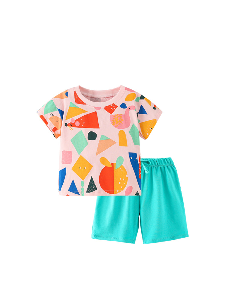 Malwee traje de niñas verano nuevos pantalones elásticos de manga corta casuales para niños europeos y americanos traje de dos piezas para niños
