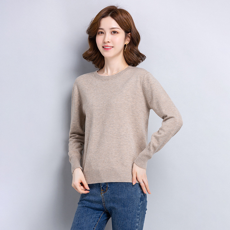 中年圓領含色春秋毛衫薄款衣服上小衫媽媽春裝中老年女針織打底衫，女裝針織衫/毛衣，妃慕昵服飾