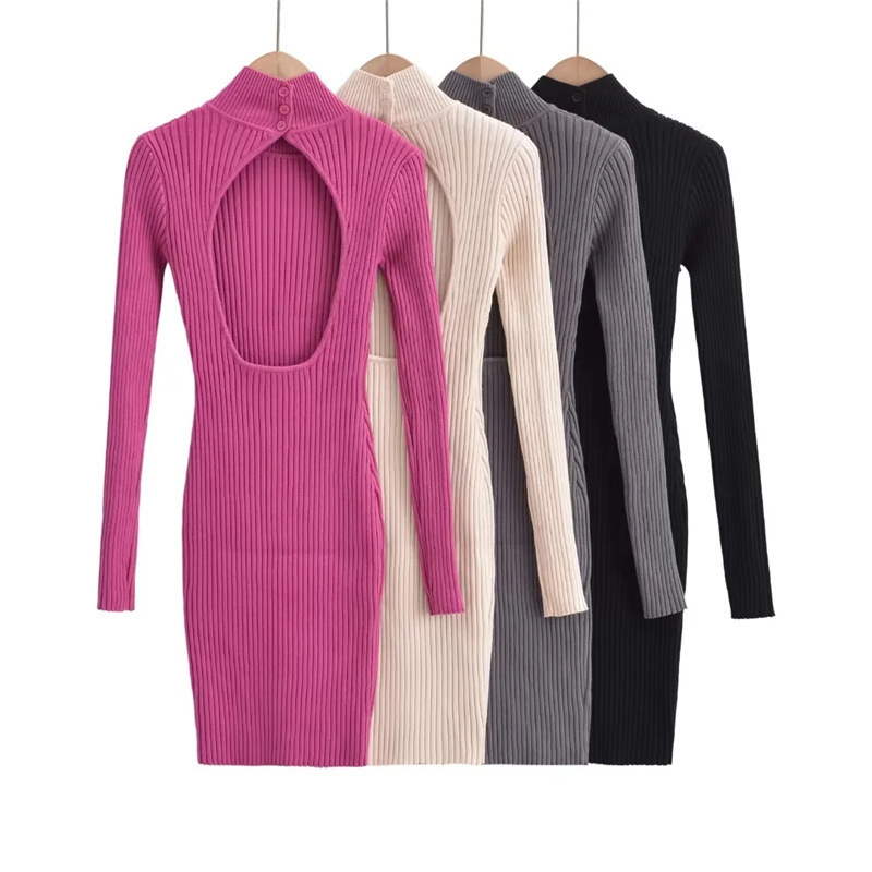 Sexy knitted autumn long-sleeve