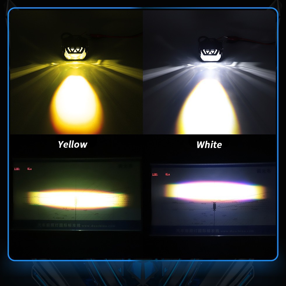 Dual-Eye Three-Sided Led Spotlight for Motorcycle and Electric Vehicle Modification, High-Intensity Lens, Integrated High and Low Beam Auxiliary Light