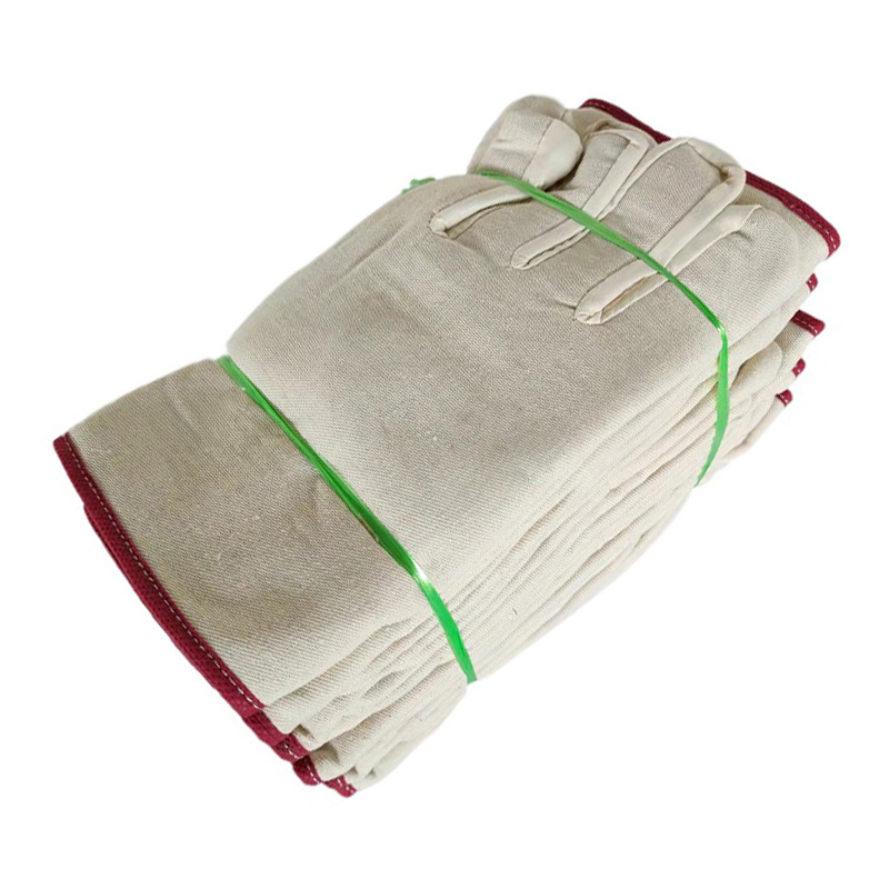 帆布手套批发厂家直销劳保手套白斜纹双层白甲布5道线劳保防护