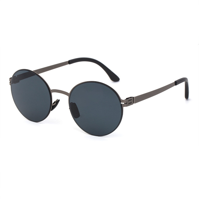 Simple Fashion Round Frame Spring Leg Screwless Steel Lens Sunglasses Wholesale Nihaojewelry display picture 6