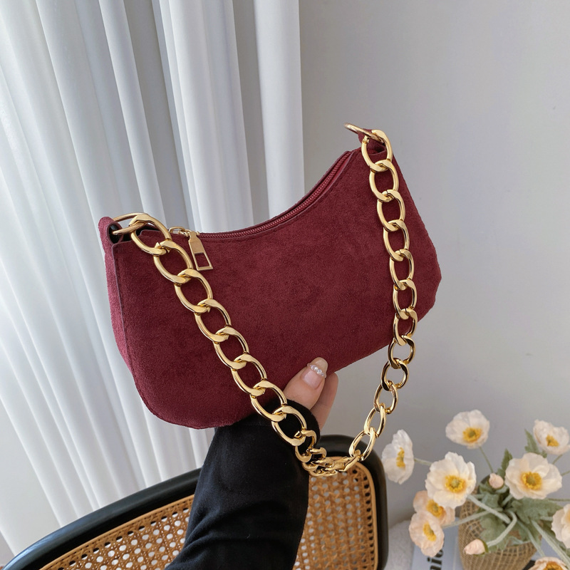 Bolso retro mate para mujeres 2024 nueva personalidad de cadena gruesa bolso de hombro casual brazo bolso de mano Meirard
