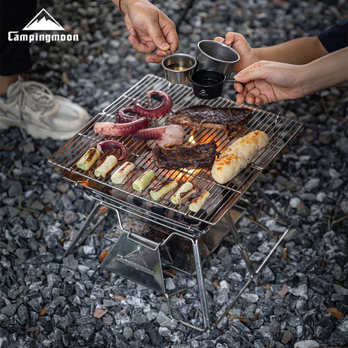 Komen MT-2 stainless steel folding lightweight barbecue grill outdoor barbecue camping picnic barbecue equipment barbecue grill
