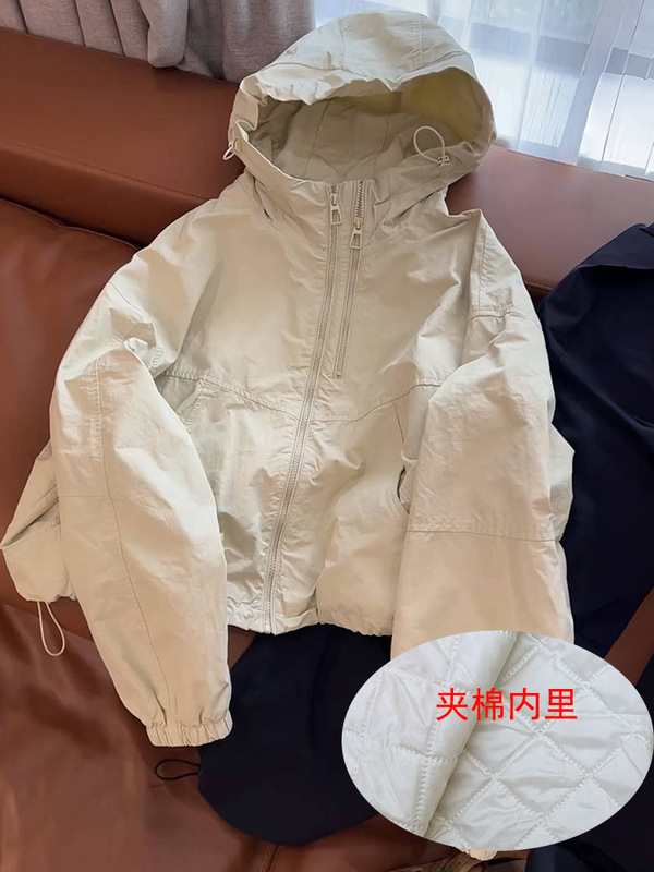 连帽冲锋衣外套女短款2025春秋新款休闲宽松显瘦小个子夹克上衣潮|undefined