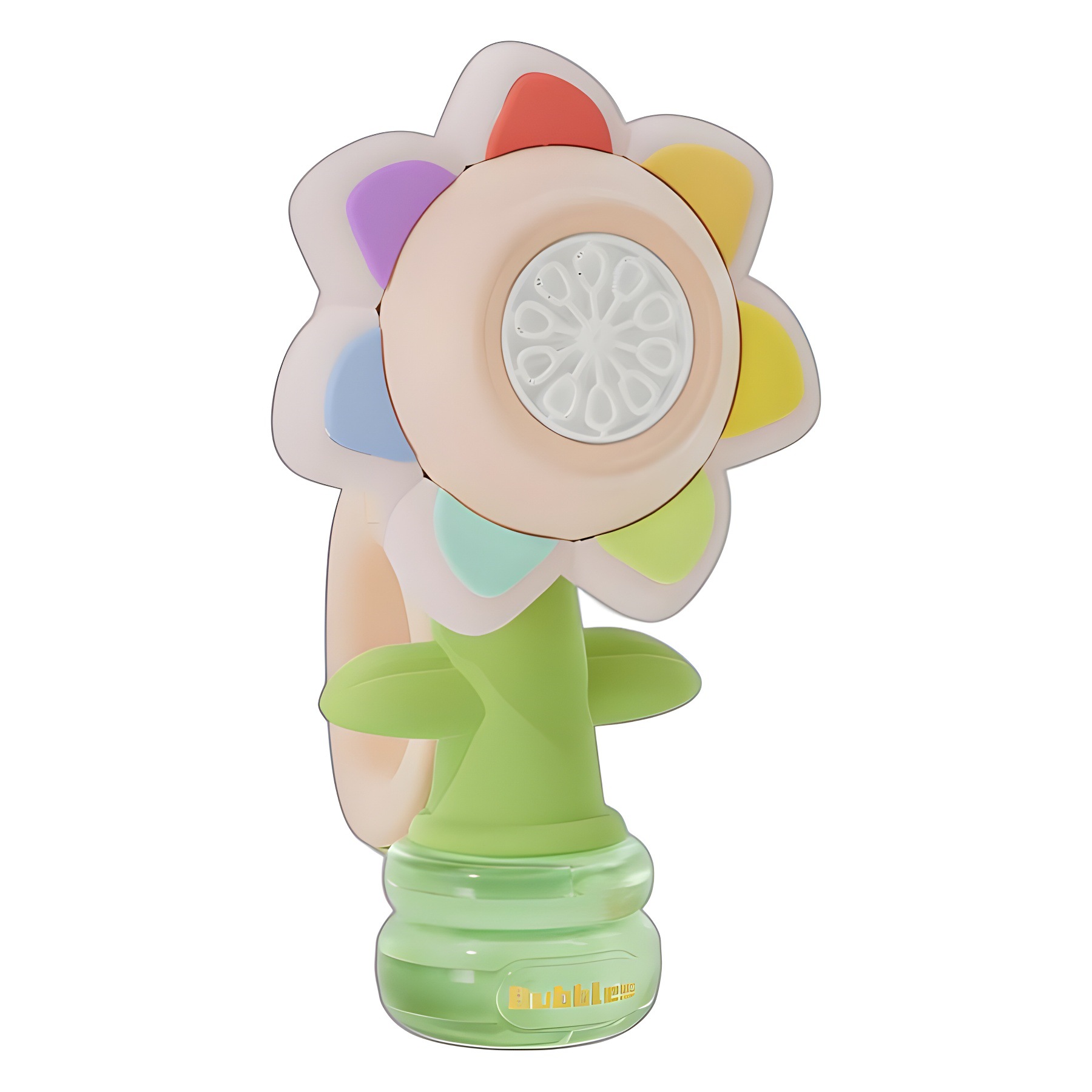 Máquina de burbujas de girasol de flores de siete colores, flor de swing luminosa portátil, ajuste de control remoto, juguete de pistola de burbujas de mano completamente automático