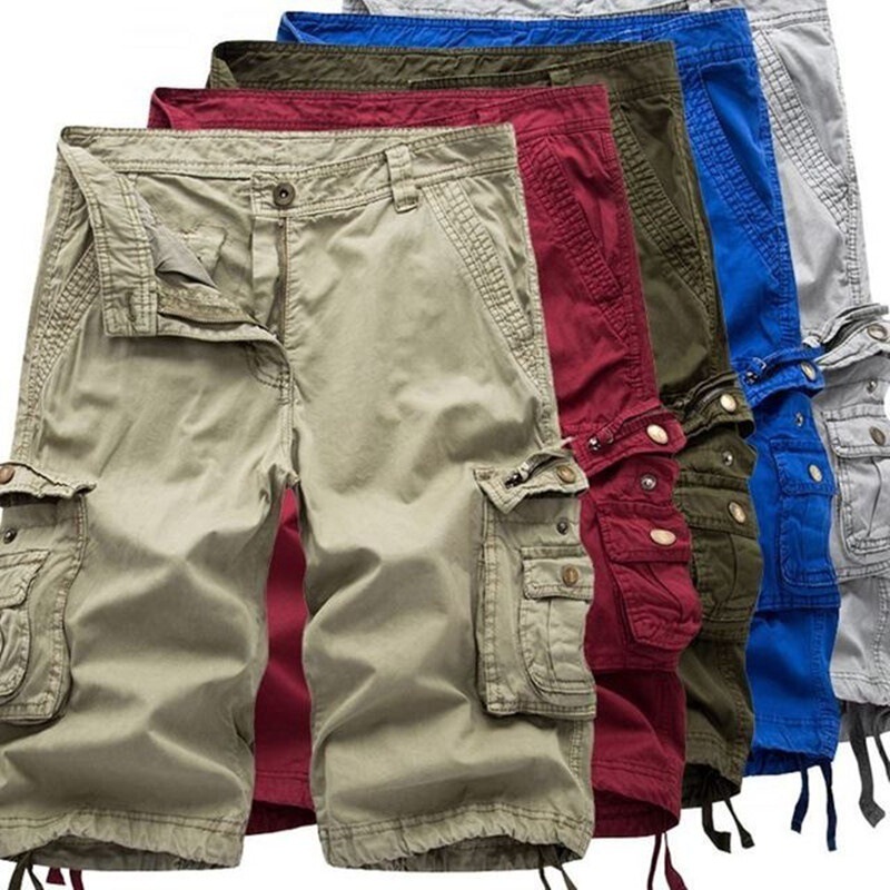 Cross-border Hot Selling Men's Solid Color Tooling Shorts Foreign Trade in stock plus size Loose Casual Multi-pocket Pants Pants